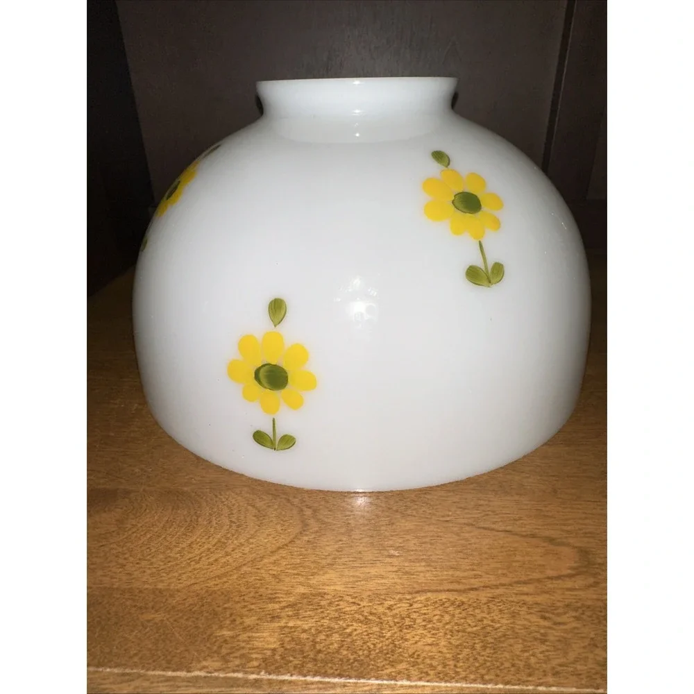 Milk Glass Floral Lamp Shade Hand Painted 9.75